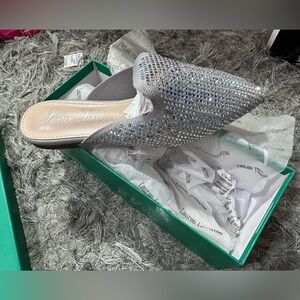 Lauren Lorraine Silver Rhinestone Mules